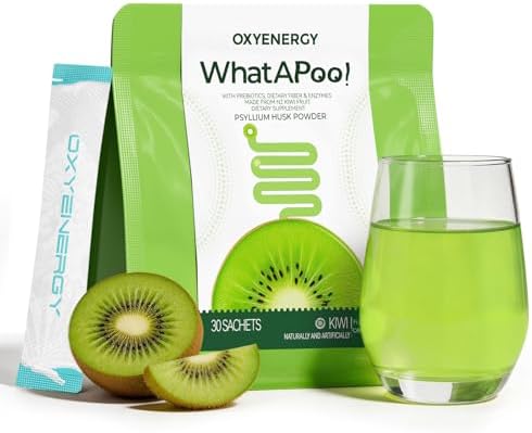 Suplemento de Fibra Orgánica en Polvo OxyEnergy con Psyllium para Hombre y Mujer, Sabor Kiwi, Alivio de Hinchazón y Digestión, Vegano, Sin Gluten, 30 - imagen 1