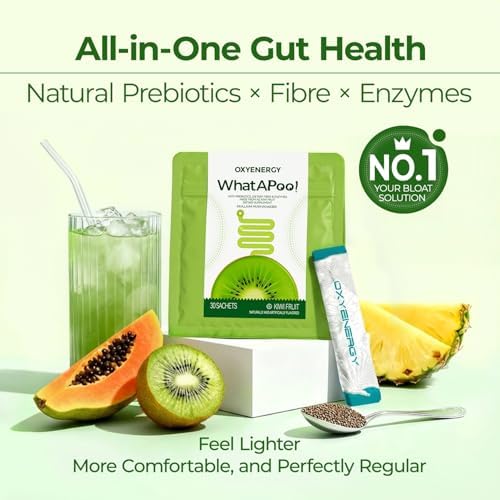 Suplemento de Fibra Orgánica en Polvo OxyEnergy con Psyllium para Hombre y Mujer, Sabor Kiwi, Alivio de Hinchazón y Digestión, Vegano, Sin Gluten, 30 - imagen 2