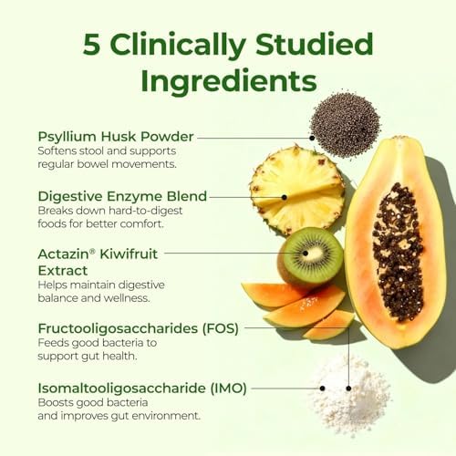 Suplemento de Fibra Orgánica en Polvo OxyEnergy con Psyllium para Hombre y Mujer, Sabor Kiwi, Alivio de Hinchazón y Digestión, Vegano, Sin Gluten, 30 - imagen 4