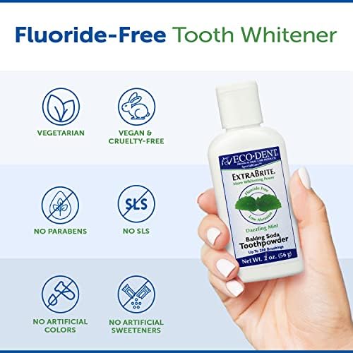Eco-Dent ExtraBrite Polvo Dental de Bicarbonato, Menta - Polvo de Pasta Dental Sin Flúor, Sin SLS, Alternativa Blanqueadora, 2 Oz (Paquete de 3) - imagen 7