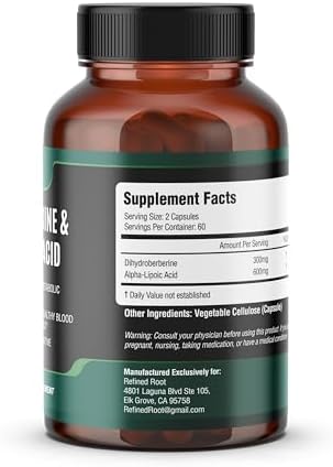 Suplemento Refined Root Dihydroberberina 300mg con Ácido Alfa Lipoico 600mg - Suplemento Extra Fuerte para Salud Óptima - imagen 5
