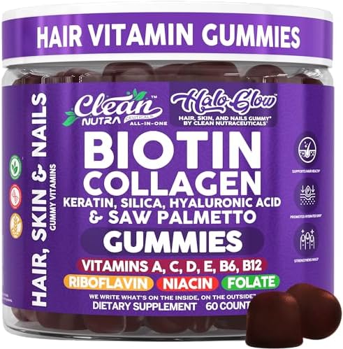 Gomitas de Biotina Clean Nutra | Suplemento de Vitaminas para el Crecimiento del Cabello, Piel y Uñas - Colágeno, Ácido Hialurónico, Queratina - 60 - imagen 1
