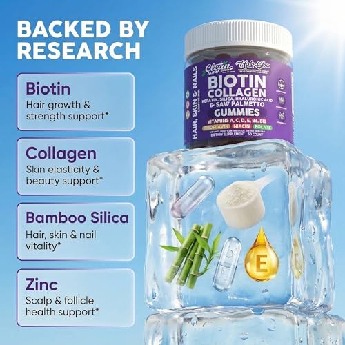 Gomitas de Biotina Clean Nutra | Suplemento de Vitaminas para el Crecimiento del Cabello, Piel y Uñas - Colágeno, Ácido Hialurónico, Queratina - 60 - imagen 3