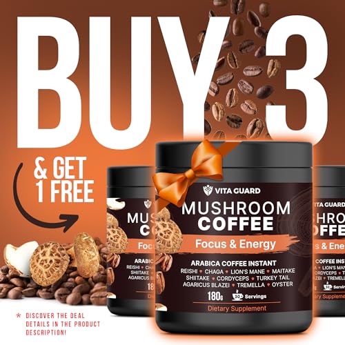 Café Instantáneo Vita Guard 10 de Hongos – Lion’s Mane, Cordyceps y Reishi – Arábica Premium con Polvo de Coco – Enfoque, Energía y Soporte - imagen 3