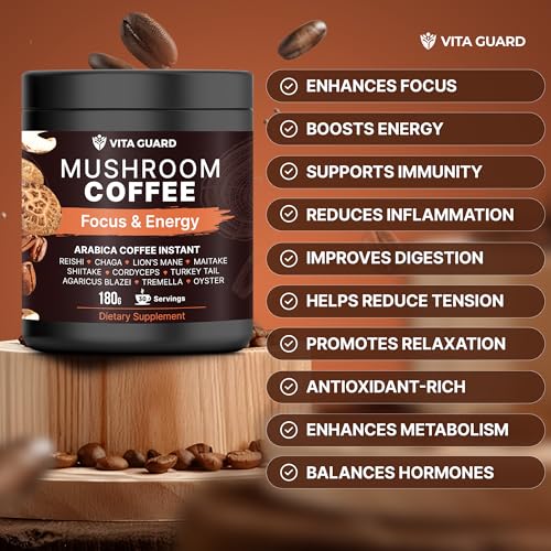 Café Instantáneo Vita Guard 10 de Hongos – Lion’s Mane, Cordyceps y Reishi – Arábica Premium con Polvo de Coco – Enfoque, Energía y Soporte - imagen 6