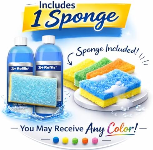 Recarga de Jabón para Trastes Espumoso, 2 Botellas (30.9 fl oz Cada Una) + Esponja Daddy de Doble Cara Sin Rayar – Jabón Espumoso Antigrasa, Aroma a - imagen 2