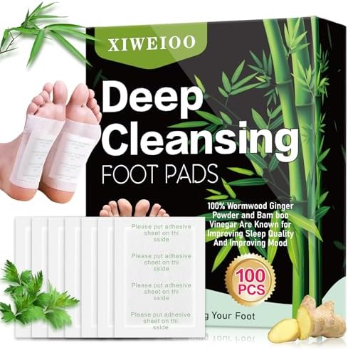 XIWEIOO Paquete de 100 Parches para los Pies, Aceite de Jengibre y Carbón de Bambú, Cuidado de los Pies, Limpieza Profunda, Alivio del Estrés, - imagen 2