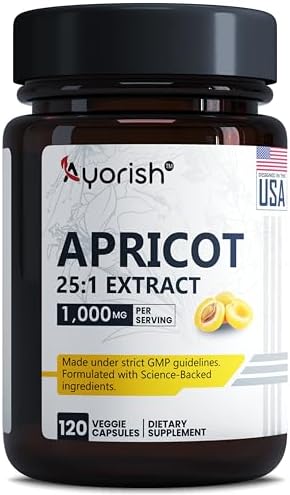 Extracto de Albaricoque Ayorish 25:1, 500 mg por Cápsula, 1000 mg por Porción, Suplemento Herbal para el Sistema Inmunológico (120 Cápsulas) - imagen 1