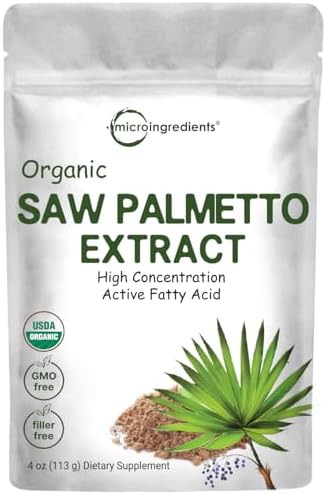 Polvo Orgánico de Saw Palmetto, 4 Onzas, Crecimiento Capilar y Suplemento para Próstata, Ácidos Grasos Activos, Cultivado de Forma Sostenible en EE. - imagen 1