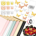 Accesorios para Ramo de Flores Cridoz, 208 Piezas: 60 Papeles de Envoltura, 9 Coronas Doradas, 36 Decoraciones de Mariposa, 100 Pines y 3 Listones - imagen 1