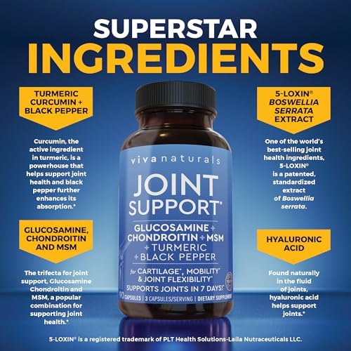 Suplemento para Articulaciones Viva Naturals Glucosamina, Condroitina y MSM, 90 Cápsulas - con Cúrcuma, Pimienta Negra, Boswellia y Ácido Hialurónico - imagen 2