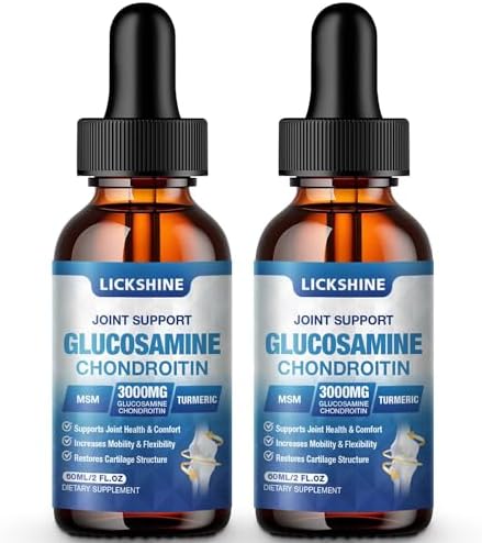 Suplemento de Soporte Articular Extra Fuerte - 2 Paquetes de Gotas Líquidas de Glucosamina, Condroitina y MSM con Quercetina, Boswellia, Bromelina y - imagen 1