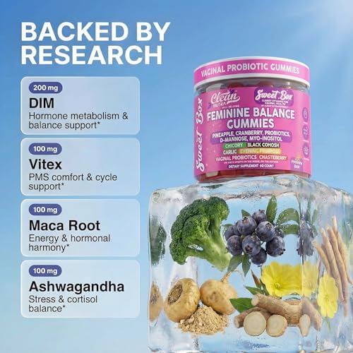 Gomitas Clean Nutra Feminine Balance para Mujeres con Probióticos Vaginales, Equilibrio de pH, 60 piezas, Piña, Arándano, Inositol y más. - imagen 3