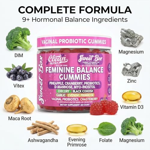 Gomitas Clean Nutra Feminine Balance para Mujeres con Probióticos Vaginales, Equilibrio de pH, 60 piezas, Piña, Arándano, Inositol y más. - imagen 4