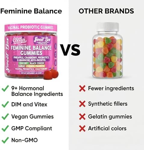 Gomitas Clean Nutra Feminine Balance para Mujeres con Probióticos Vaginales, Equilibrio de pH, 60 piezas, Piña, Arándano, Inositol y más. - imagen 7