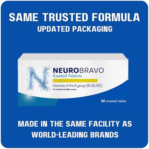 Tabletas Neurobravo de Vitaminas B1, B6 y B12 para la Salud Nerviosa, Dolor Nervioso, Entumecimiento y Calambres Musculares - imagen 2