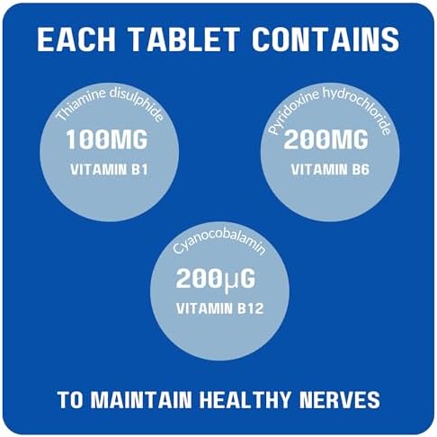 Tabletas Neurobravo de Vitaminas B1, B6 y B12 para la Salud Nerviosa, Dolor Nervioso, Entumecimiento y Calambres Musculares - imagen 3
