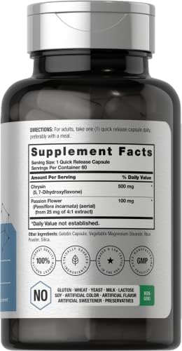 Suplemento de Chrysin Horbäach | 500mg | 60 Cápsulas | Extracto de Flor de Pasión | Suplemento Sin OGM y Sin Gluten - imagen 2