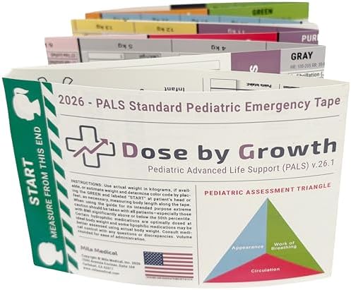 Cinta de Emergencia Dose By Growth 2026 Actualizada PALS para Soporte Vital Avanzado Pediátrico, Compatible con Broselow para Paramédicos y Enfermeras - imagen 1