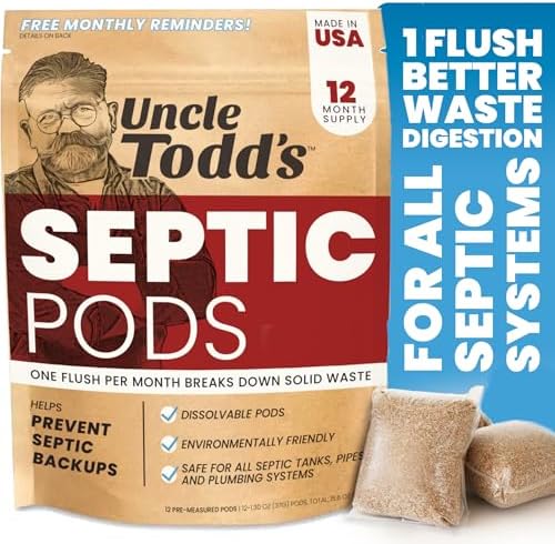 Podos de Tratamiento de Tanque Séptico Uncle Todd - Suministro para 12 Meses - Fórmula Potente con Enzimas y Bacterias Vivas para Prevenir Respalos y - imagen 1