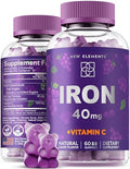 Gomitas de Hierro New Elements 40mg con Vitamina C 100mg – Suplemento de Hierro para Mujeres, Hombres y Adultos – Apoyo para Anemia, Inmunidad y - imagen 1