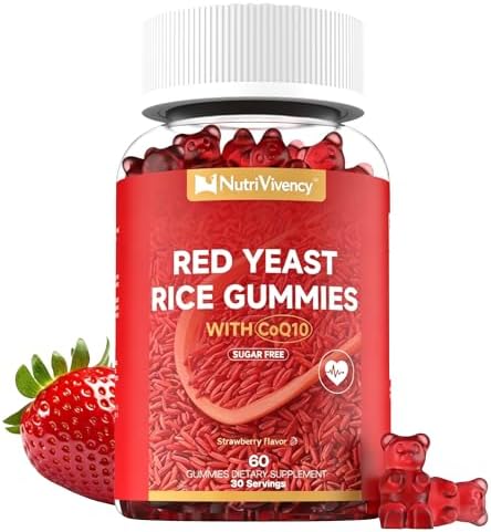 Gomitas NutriVivency de Arroz Rojo con CoQ10, 2400mg de Arroz Rojo y 200mg de CoQ10, Sin Azúcar, Veganas, No Transgénicas, Sabor Fresa, 60 Unidades - imagen 1