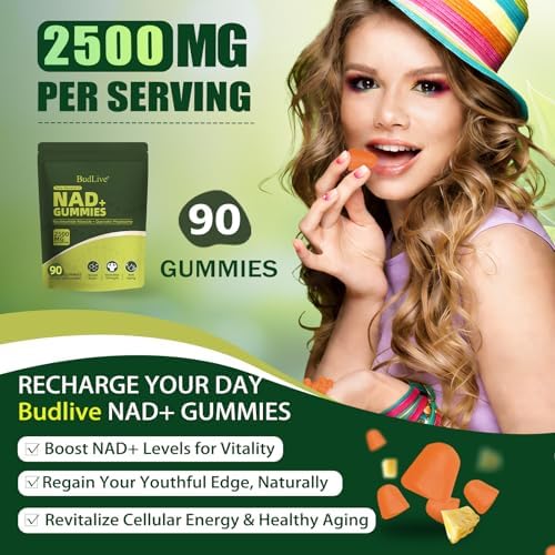 Gomitas BudLive NAD Resveratrol, Liposomales para Mujeres con Nicotinamida Ribósido, Quercetina y Trans-Resveratrol, 90 piezas, Antienvejecimiento y - imagen 8