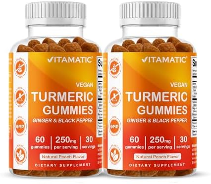 Gomitas Veganas Vitamatic de Cúrcuma con Jengibre y Extracto de Pimienta Negra – Paquete de 2 (120 gomitas) 95% Curcuminoides – Antioxidante y Apoyo - imagen 1