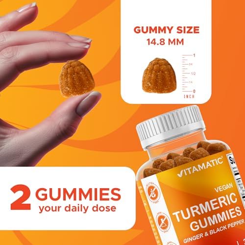 Gomitas Veganas Vitamatic de Cúrcuma con Jengibre y Extracto de Pimienta Negra – Paquete de 2 (120 gomitas) 95% Curcuminoides – Antioxidante y Apoyo - imagen 3