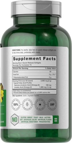 Aceite de Onagra Horbäach en Softgels | 2000 mg | 150 Cápsulas | Suplemento Prensado en Frío, Libre de Hexano con GLA | Sin OGM, Sin Gluten - imagen 2