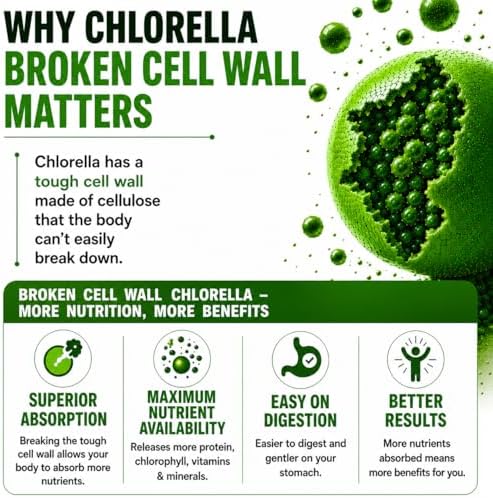 Cápsulas de Chlorella 3000 mg - Suplemento de Algas Verdeazuladas con Pared Celular Rota - Mejor Limpieza Natural Detox - Vitaminas y Minerales - imagen 4