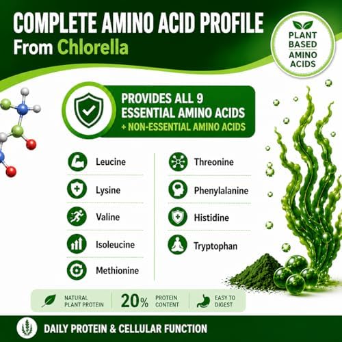 Cápsulas de Chlorella 3000 mg - Suplemento de Algas Verdeazuladas con Pared Celular Rota - Mejor Limpieza Natural Detox - Vitaminas y Minerales - imagen 8