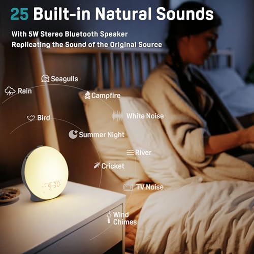 Reloj Despertador JALL con Pantalla Completa, Sonidos de Naturaleza y Luz de Amanecer, Altavoz Bluetooth Hi-Fi, Temporizador de Sueño de 8 Horas - imagen 2