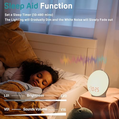 Reloj Despertador JALL con Pantalla Completa, Sonidos de Naturaleza y Luz de Amanecer, Altavoz Bluetooth Hi-Fi, Temporizador de Sueño de 8 Horas - imagen 4