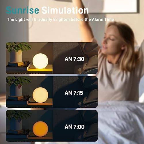 Reloj Despertador JALL con Pantalla Completa, Sonidos de Naturaleza y Luz de Amanecer, Altavoz Bluetooth Hi-Fi, Temporizador de Sueño de 8 Horas - imagen 5