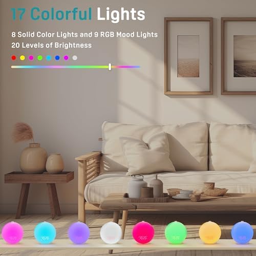 Reloj Despertador JALL con Pantalla Completa, Sonidos de Naturaleza y Luz de Amanecer, Altavoz Bluetooth Hi-Fi, Temporizador de Sueño de 8 Horas - imagen 6