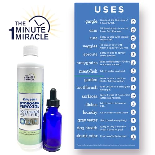 Peróxido de Hidrógeno al 12% Grado Médico 8 oz. Recomendado por el libro The One Minute Cure. OMM, la elección de profesionales en medicina - imagen 5