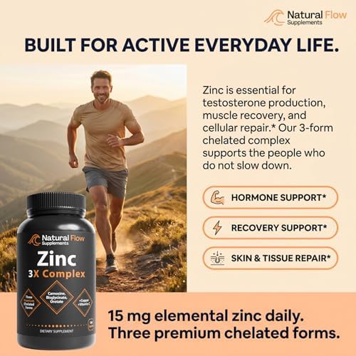 Suplemento de Zinc Complejo con Cobre y Vitamina C - Natural Flow 3X Zinc Carnosina, Bisglicinato de Cobre, Apoyo Digestivo, Piel e Inmunidad, 120 - imagen 5