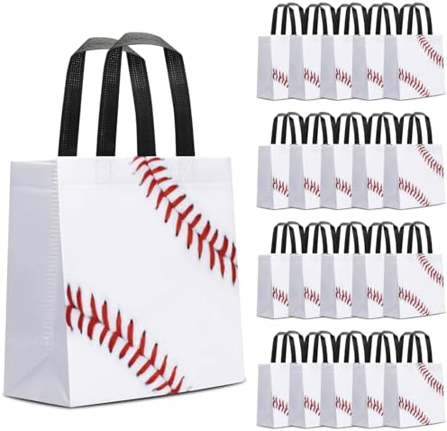 24 Piezas de Bolsas de Regalo de Béisbol para Fiestas con Asas, Bolsas Reutilizables para Snacks y Sorprenditas de Cumpleaños Deportivos - imagen 1