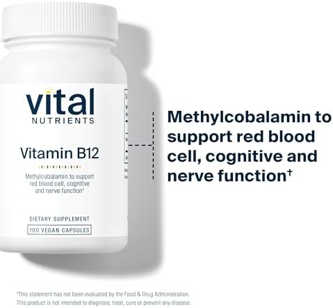 Suplemento de Vitamina B12 Vital Nutrients 1000mcg - Vegano - Metilcobalamina para Metabolismo, Salud Cognitiva y del Sistema Nervioso - 100 Cápsulas - imagen 5
