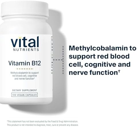 Suplemento de Vitamina B12 Vital Nutrients 1000mcg - Vegano - Metilcobalamina para Metabolismo, Salud Cognitiva y del Sistema Nervioso - 100 Cápsulas - imagen 6