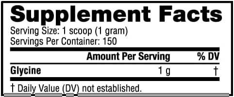 NutraBio Glycine en Polvo - Suplemento de Glicina - Aminoácido Libre - 1000mg por Porción - 150g, 150 Porciones - imagen 2