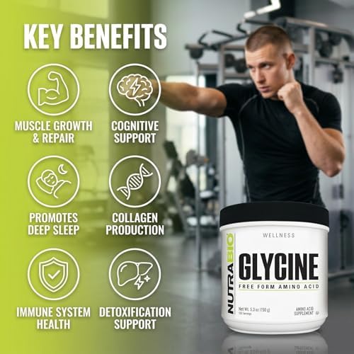 NutraBio Glycine en Polvo - Suplemento de Glicina - Aminoácido Libre - 1000mg por Porción - 150g, 150 Porciones - imagen 4