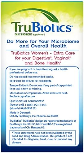 TruBiotics Probiótico para Mujeres, Salud Digestiva, Vaginal y Ósea, con Bifidobacterias, Suplemento Diario de 30 Cápsulas - imagen 3