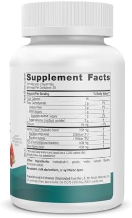 Gomitas Probióticas Sin Azúcar Nordic Naturals - Sabor Fresa Sandía - 40 Gomitas - Apoya la Salud Digestiva e Inmunológica - No GMO - Veganas - imagen 2