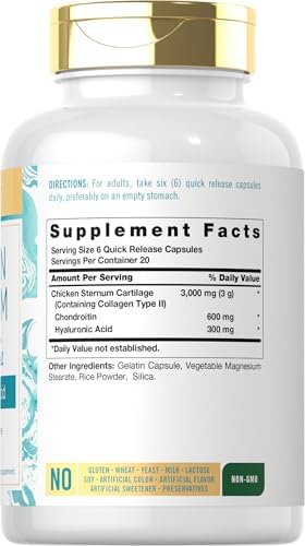 Colágeno Tipo 2 de Pechuga de Pollo Carlyle | 3000mg | 120 Cápsulas | Con Ácido Hialurónico | Suplemento No Transgénico y Libre de Gluten - imagen 2