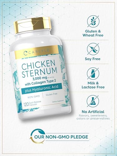 Colágeno Tipo 2 de Pechuga de Pollo Carlyle | 3000mg | 120 Cápsulas | Con Ácido Hialurónico | Suplemento No Transgénico y Libre de Gluten - imagen 5