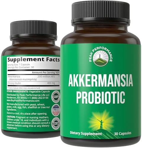 Probiótico Akkermansia de Peak Performance para Aumentar la Producción de GLP-1 - Alta Potencia con Fibra Prebiótica para la Salud Digestiva - - imagen 1