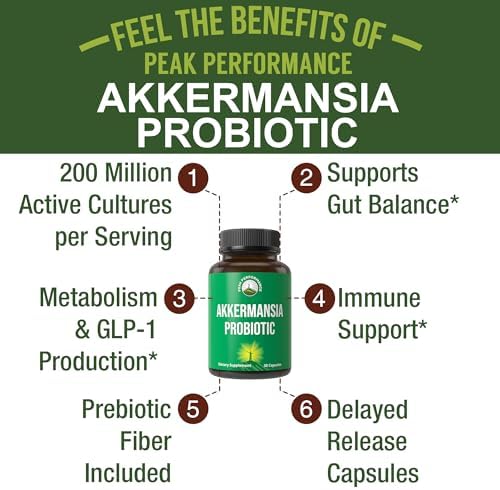 Probiótico Akkermansia de Peak Performance para Aumentar la Producción de GLP-1 - Alta Potencia con Fibra Prebiótica para la Salud Digestiva - - imagen 2
