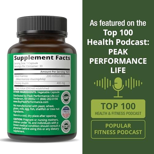 Probiótico Akkermansia de Peak Performance para Aumentar la Producción de GLP-1 - Alta Potencia con Fibra Prebiótica para la Salud Digestiva - - imagen 6